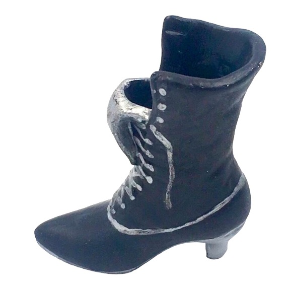 Miniature Black Witch Boot Figurine Decor - Picture 1 of 6